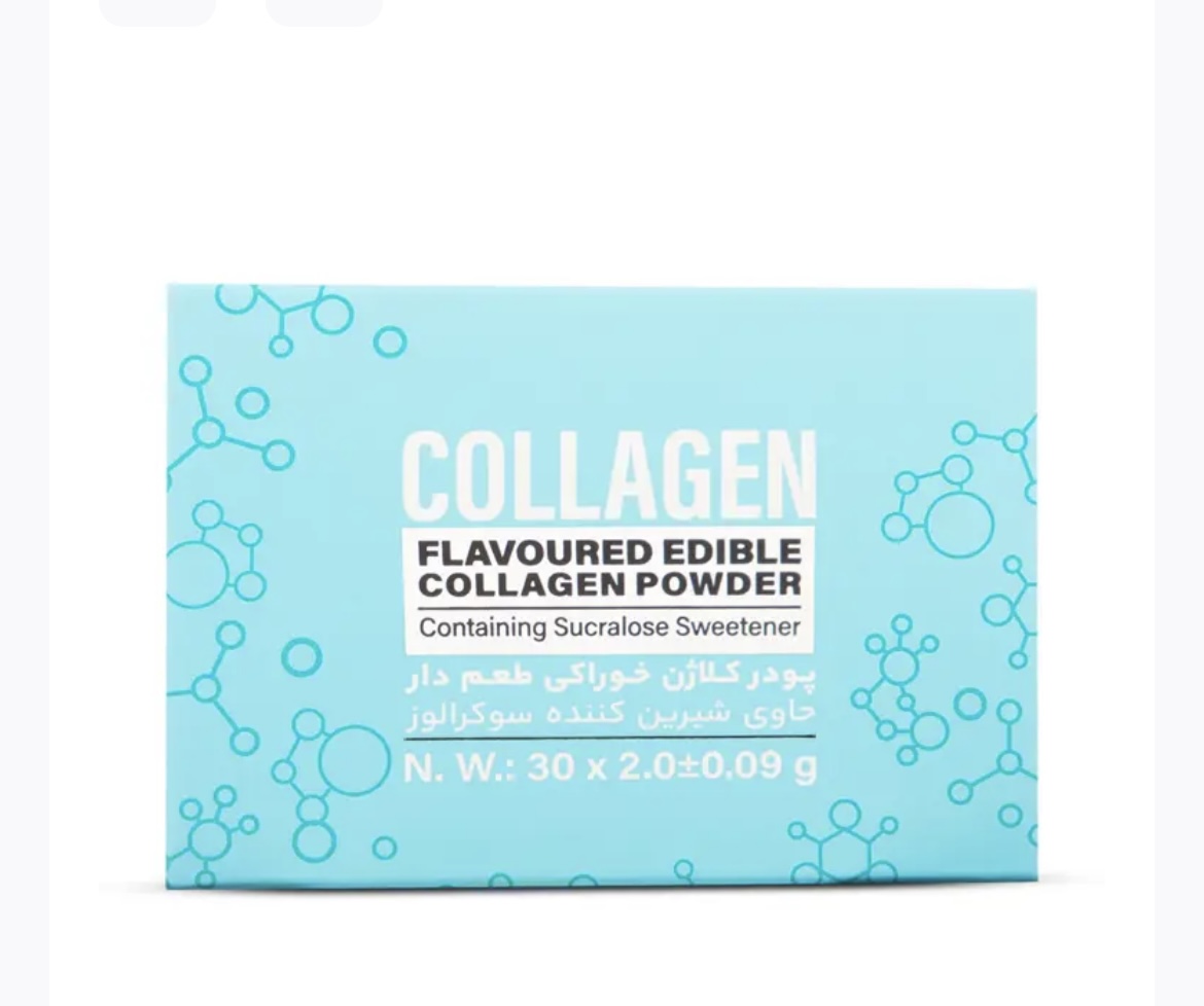 پودر کلاژن خوراکی طعم دار حاوی شیرین کننده سوکرالوز ۳۰ عددی