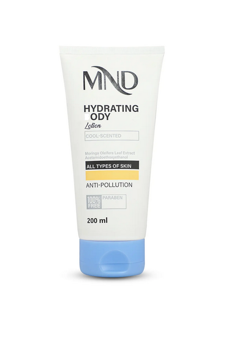 لوسیون آبرسان بدن با رایحه خنک ام ان دی 200 میلی‌لیتری