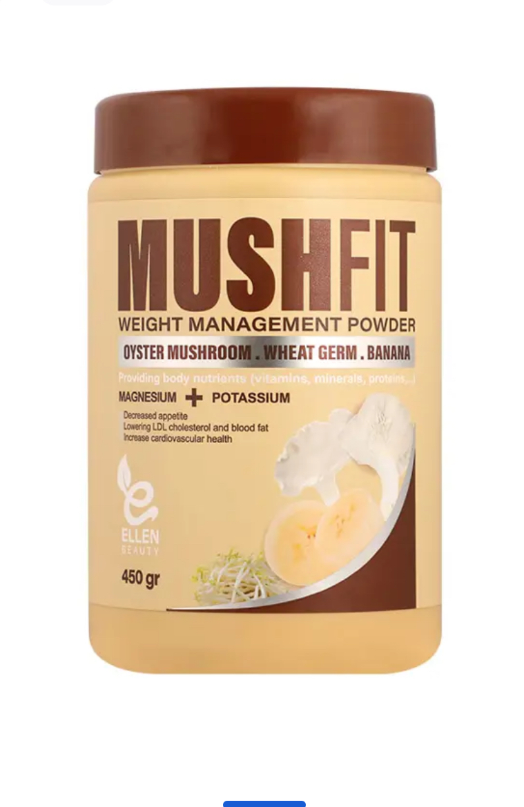 پودر قارچ صدفی به همراه پودر جوانه گندم و پودر موز 450 گرمی